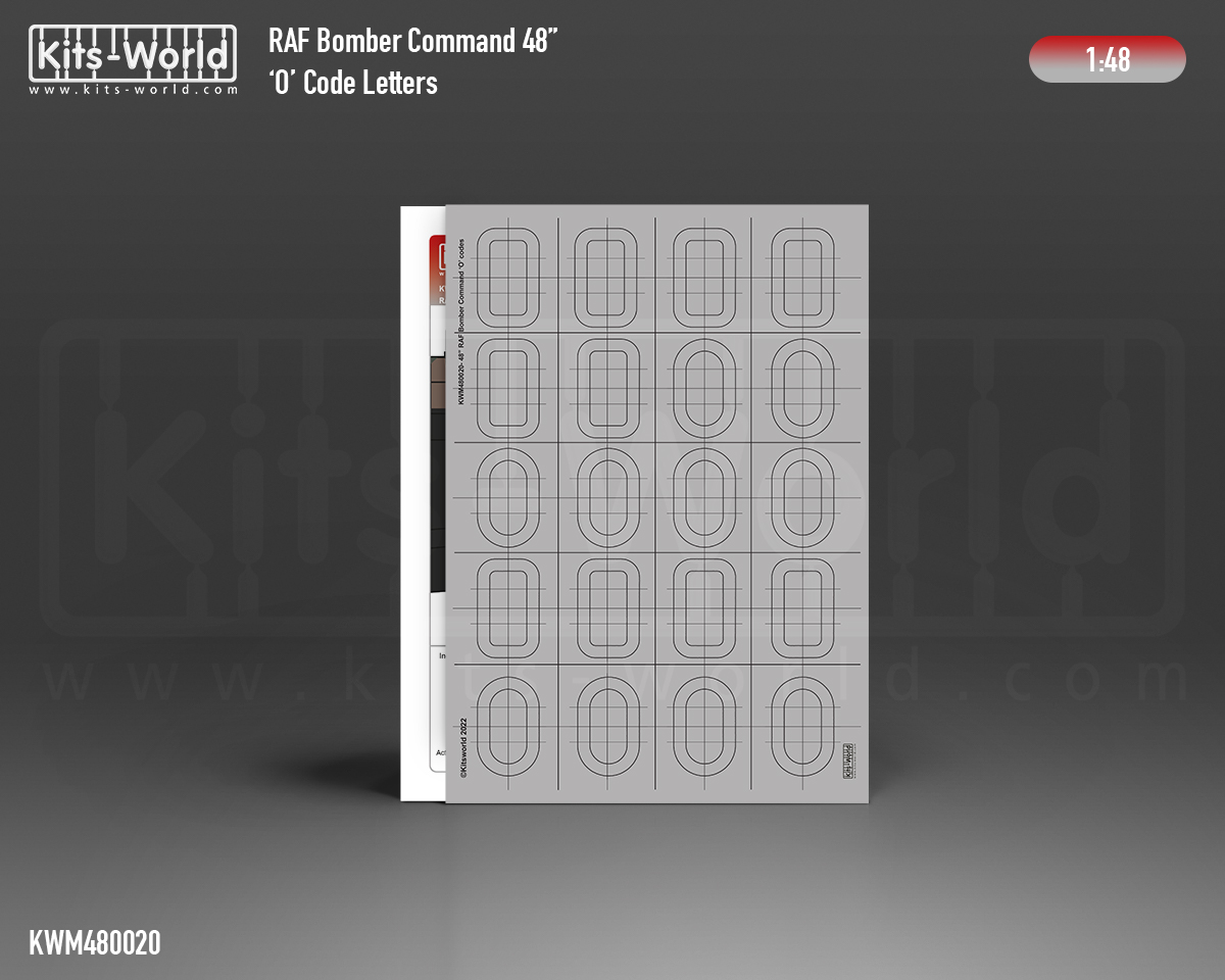 Kitsworld Kitsworld 1:48 Paint Masks RAF Codes 'O' KWM1480020 RAF 48 inch A-Z Bomber Command codes 1:48th scale~ 